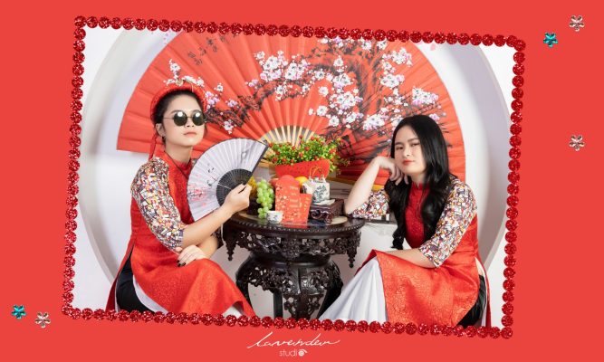 chụp ảnh Tết với áo dài