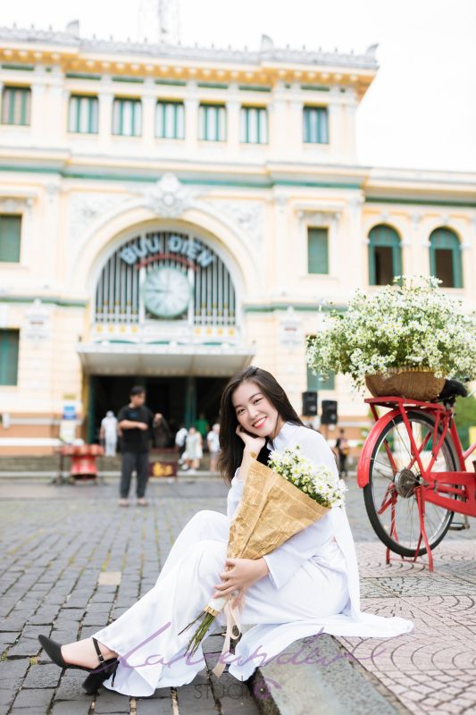 chụp ảnh Tết với áo dài